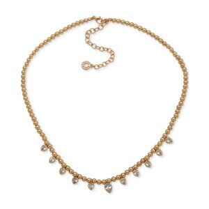 Anne Klein Women's 16IN Pear Stone Frontal Necklace‎ in Gold Tone